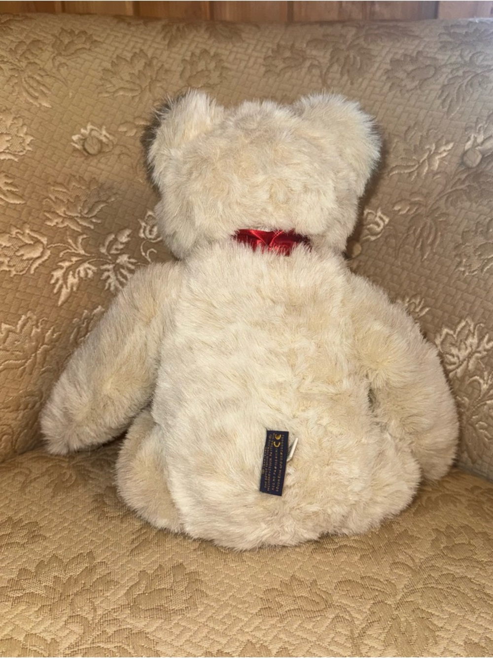 Boyds Bear Thomas Albert Plush Teddy Cream Red Bow Head Bean Collection - Picture 4 of 7